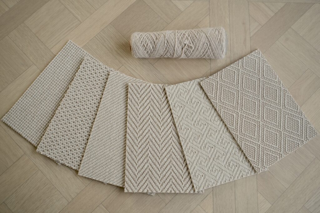 Wilton Nature tapijtstalen in naturel tinten met verschillende structuren